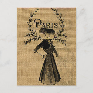 Carte Postale Vintage classique Paris Lady