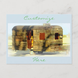 Carte Postale Vintage classique patiné caravane en bois