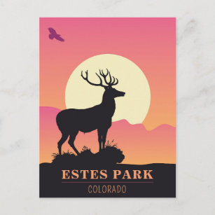 Carte Postale Vintage Colorado Estes Park coucher de soleil