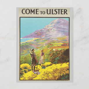 Carte Postale Vintage Come to Ulster British Isles Travel Poster