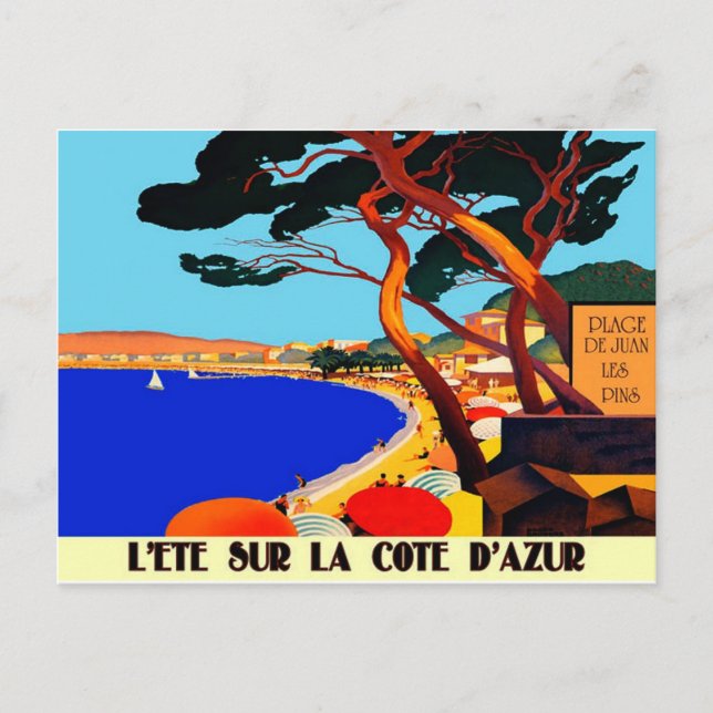 Carte Postale Vintage Côte d'Azur Voyage en France (Devant)