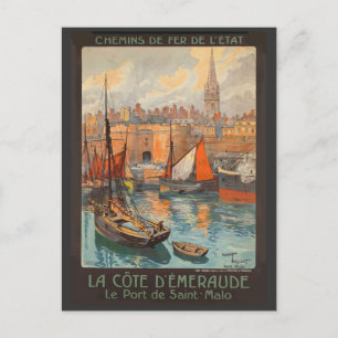 Carte Postale Vintage Côte d'Emeraude Saint Malo Tourisme portua