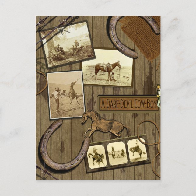 Carte postale vintage Cowboy Scrapbook (Devant)
