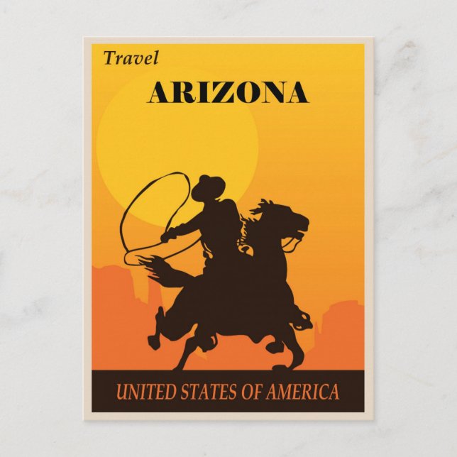 Carte Postale Vintage Cowboy Travel Arizona (Devant)