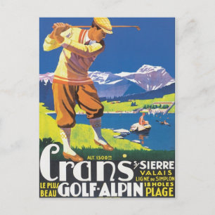 Carte Postale Vintage Crans Golf Alpin