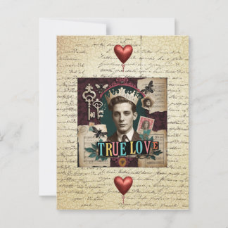 Carte Postale Vintage Crowned Gentleman "True Love"