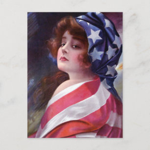 Carte Postale Vintage dame de la Liberté enveloppée dans un drap