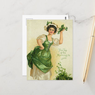 Carte Postale vintage dame de la Saint Patrick