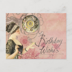 Carte Postale Vintage dame Joyeux anniversaire