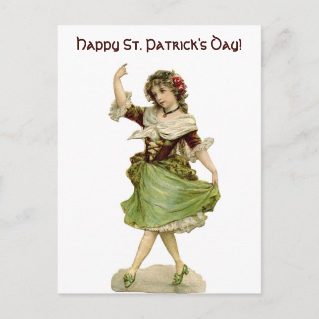 Carte Postale Vintage Dancing Irlandaise Maid (Devant)