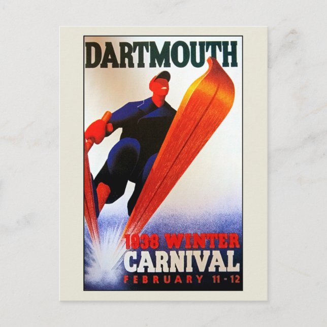 Carte Postale Vintage Darthmouth hivernal carnival ski ad (Devant)