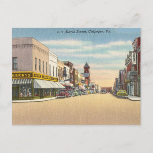 Carte Postale Vintage Davis Street, Culpeper, Virginie