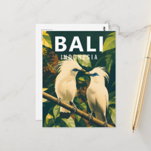 Carte postale vintage de Bali - Oiseaux Mainate de