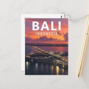 Carte postale vintage de Bali - Route à péage Bali