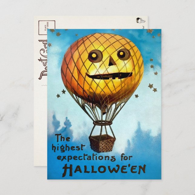 Carte postale vintage de ballon de Halloween (Devant / Derrière)