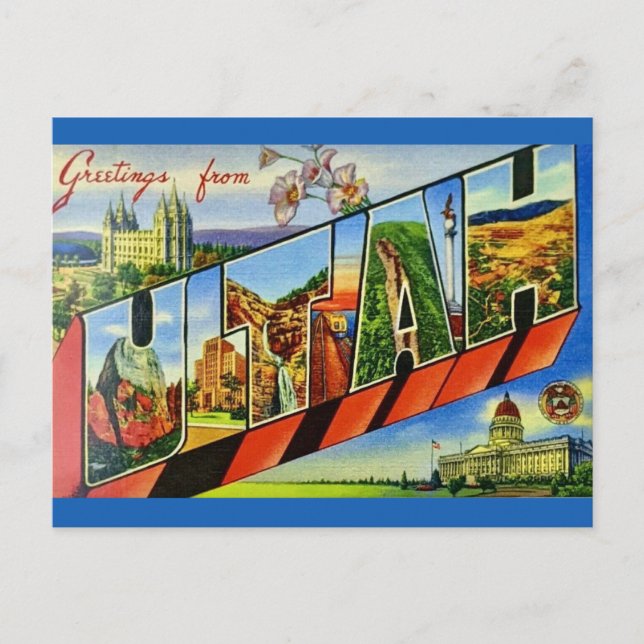 Carte postale Vintage de bienvenue Utah (Devant)
