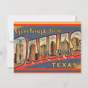 Carte postale vintage de Dallas Texas