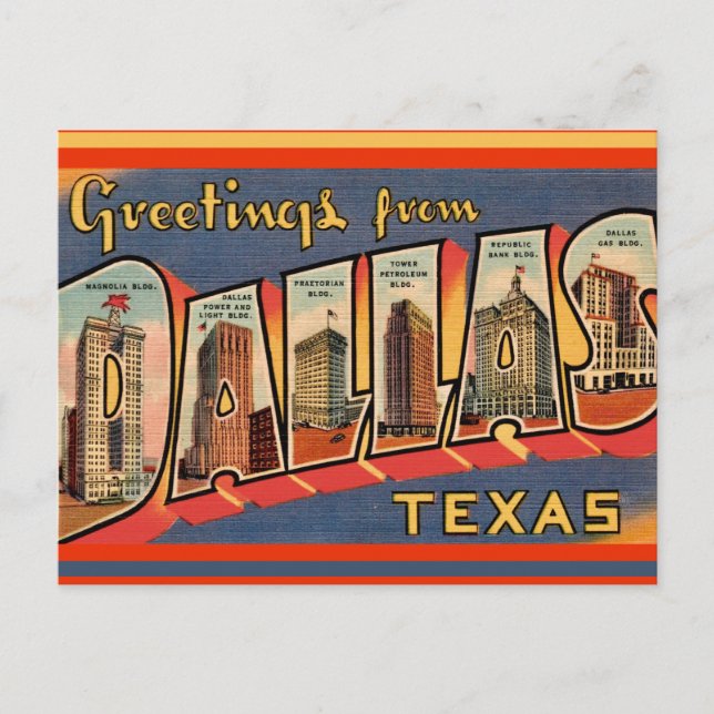 Carte postale vintage de Dallas Texas (Devant)
