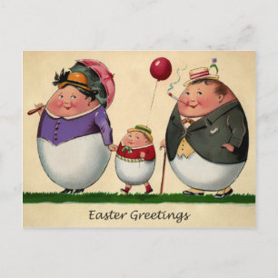 Carte postale vintage de la famille Odd Oeuf Pâque