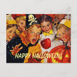 Carte postale vintage de la fête d'Halloween
