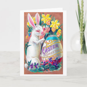 Carte postale vintage de la fleur d'oeufs de lapin