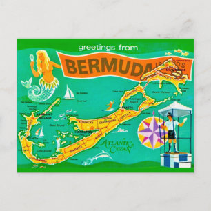 Carte postale vintage de la sirène des Bermudes