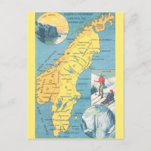 Carte postale vintage de la Suède