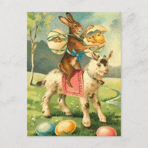 Carte postale vintage de lapin de Pâques