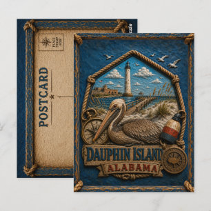 Carte postale vintage de l'île Dauphin Alabama