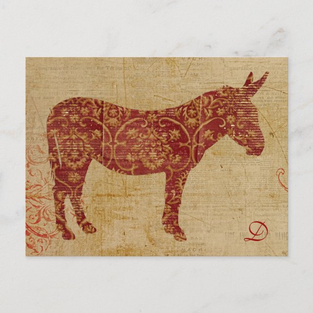 Carte postale vintage de monogramme de silhouette (Devant)