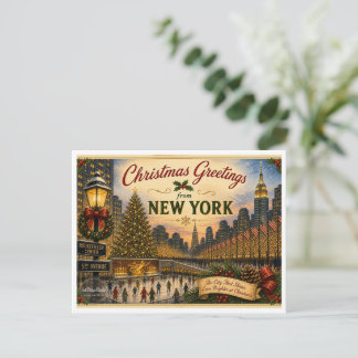 Carte postale vintage de Noël à New York