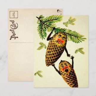 Carte postale vintage de Noël Pinecone Victorienne