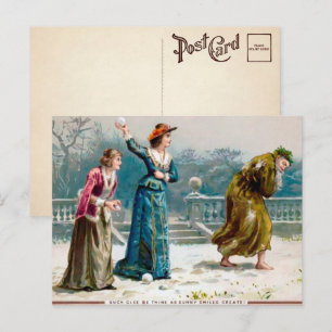 Carte postale vintage de Noël pour filles moyennes