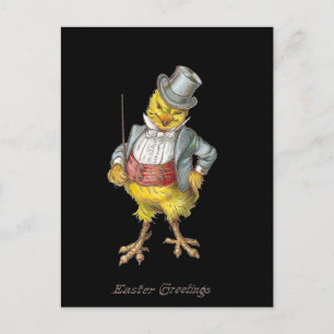 Carte postale Vintage de Pâques Dapper Chick