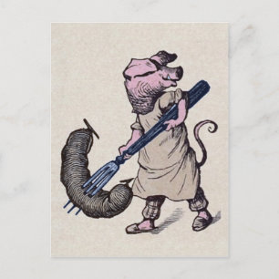 Carte postale vintage de porc et de saucisse