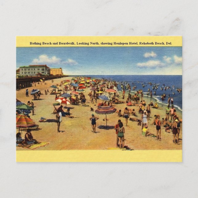 Carte postale vintage de Rehoboth Beach Delaware (Devant)