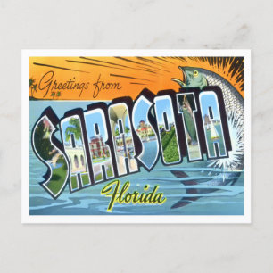 Carte postale vintage de Sarasota, Floride avec gr
