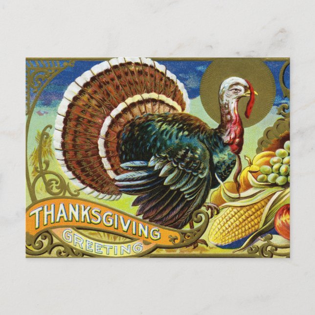 Carte postale vintage de Thanksgiving (Devant)