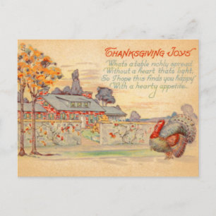 Carte postale Vintage de Thanksgiving Joys