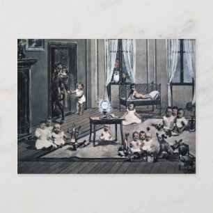 Carte Postale Vintage Déplaisant Krampus et Père Noël