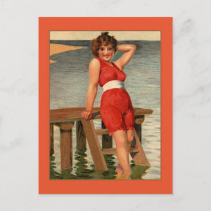 Carte Postale Vintage des années 1900 très tôt pin-up fille