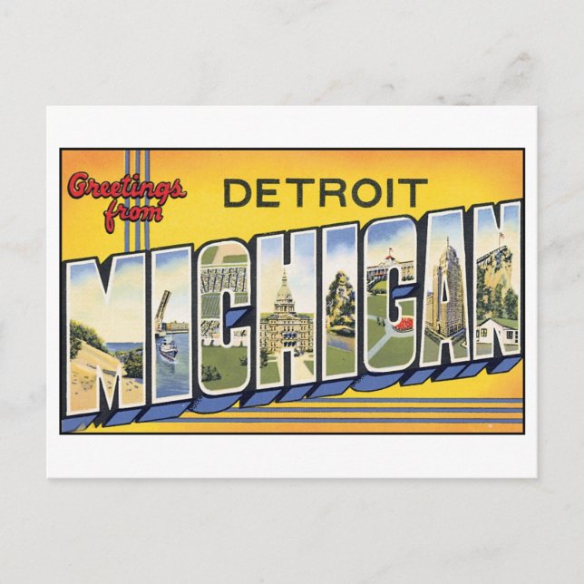 Carte postale vintage Detroit, Michigan (Devant)