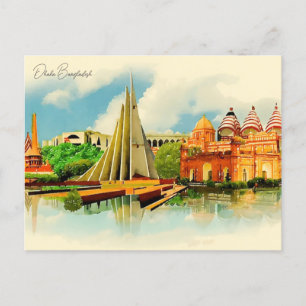 Carte Postale Vintage Dhaka Bangladesh Voyage aquarelle Bengali