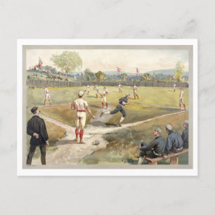 Carte postale vintage d'illustration de baseball