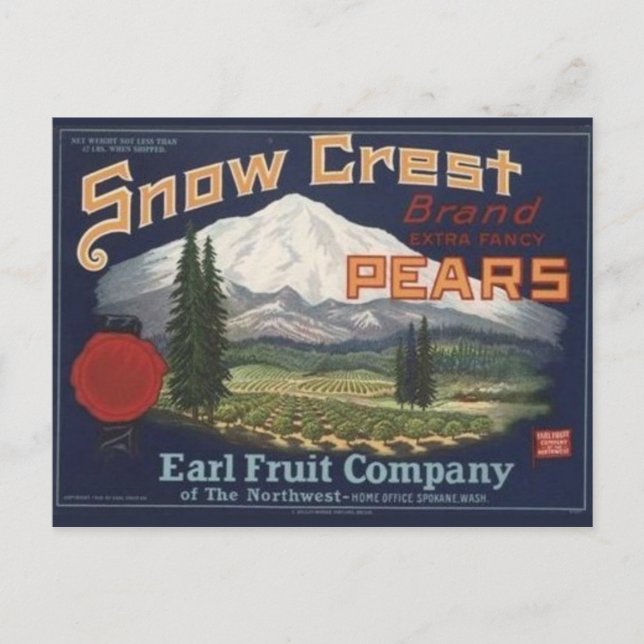 Carte postale vintage du Étiquette Crate (Devant)
