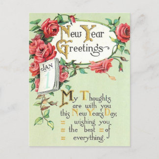 Carte postale vintage du Nouvel An