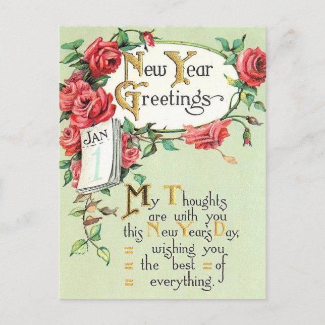 Carte postale vintage du Nouvel An (Devant)