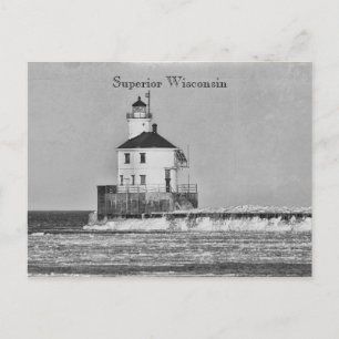Carte postale vintage du phare du Wisconsin