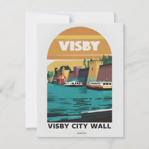 Carte postale vintage du rempart de la ville de Vi
