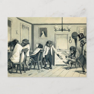 Carte postale vintage du salon de coiffure du sing